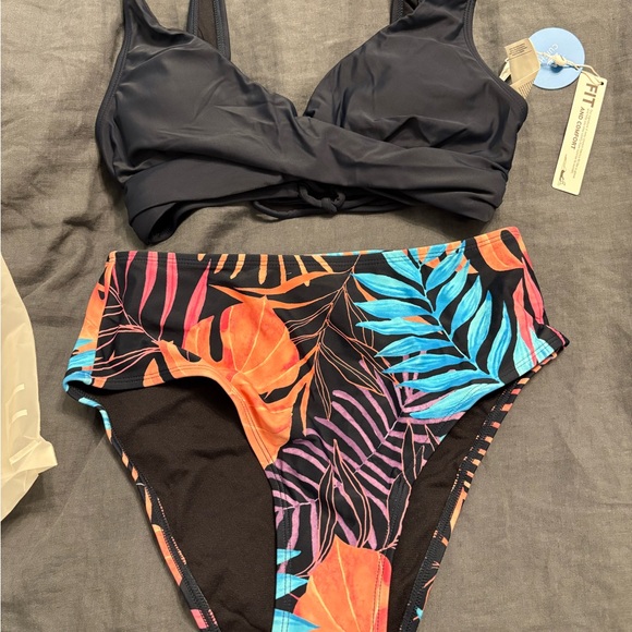 Women's Navy and Multicolor Bikini Set - Picture 2 of 3